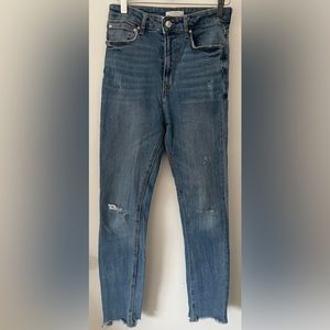 ZARA- ladies high-waist skinny hole jeans